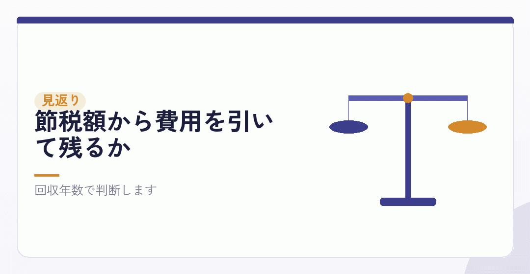 資産管理会社のメリットは費用に見合うかを表したイラスト
