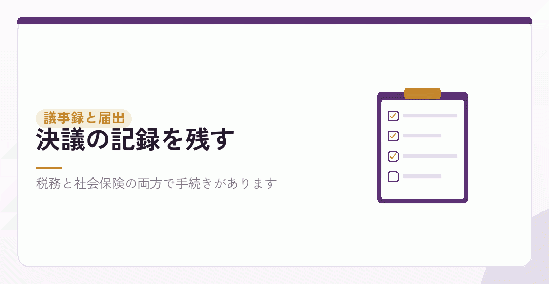 役員報酬の議事録と届出を表したイラスト