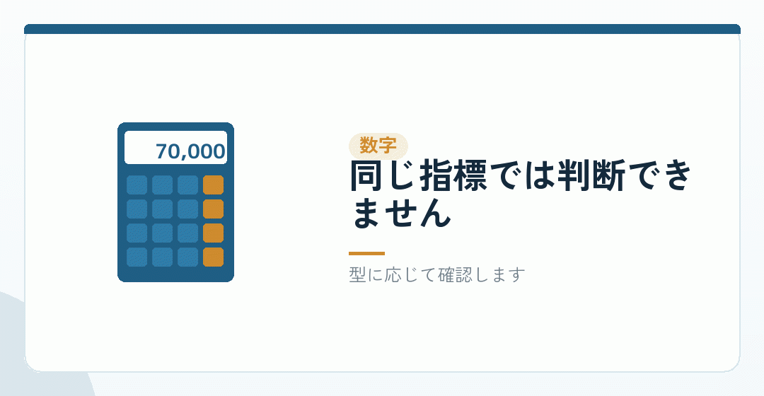 型ごとに見るべき数字を表したイラスト