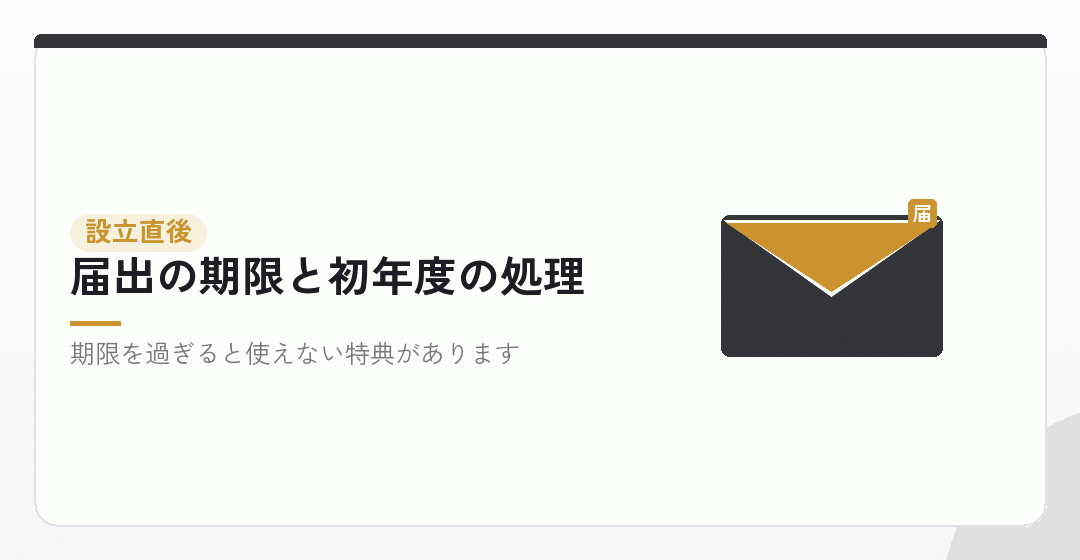 設立後の費用と初年度の届出を表したイラスト