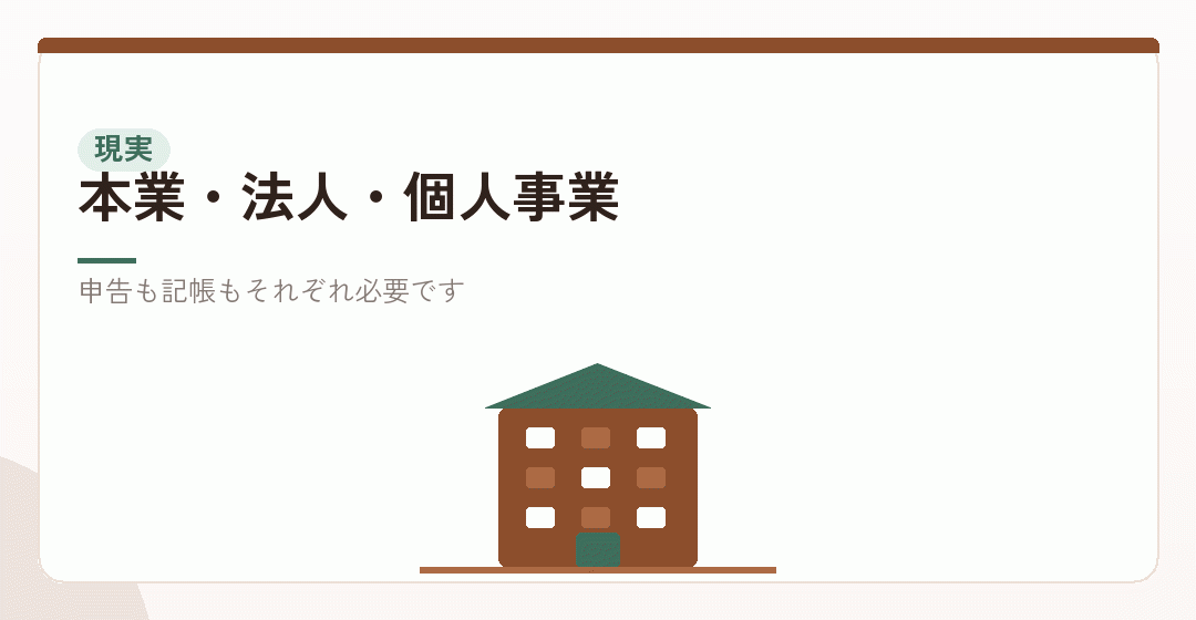 会社員が三つを並行させるということを表したイラスト