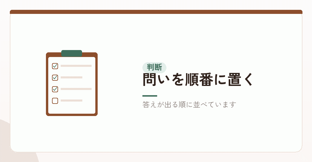 どちらを選ぶか、判断の順番を表したイラスト