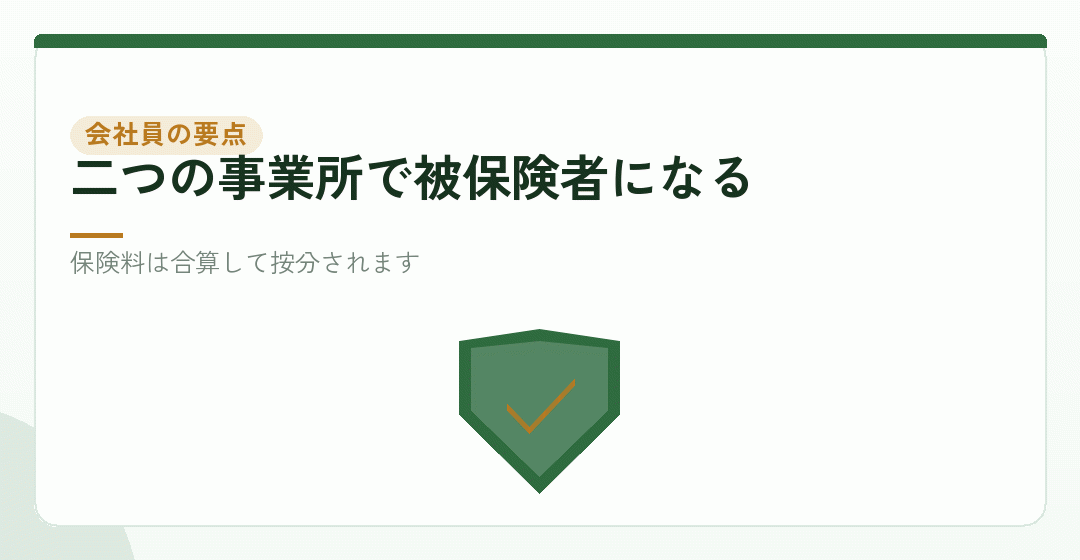 社会保険。本業との重なりをどう扱うかを表したイラスト