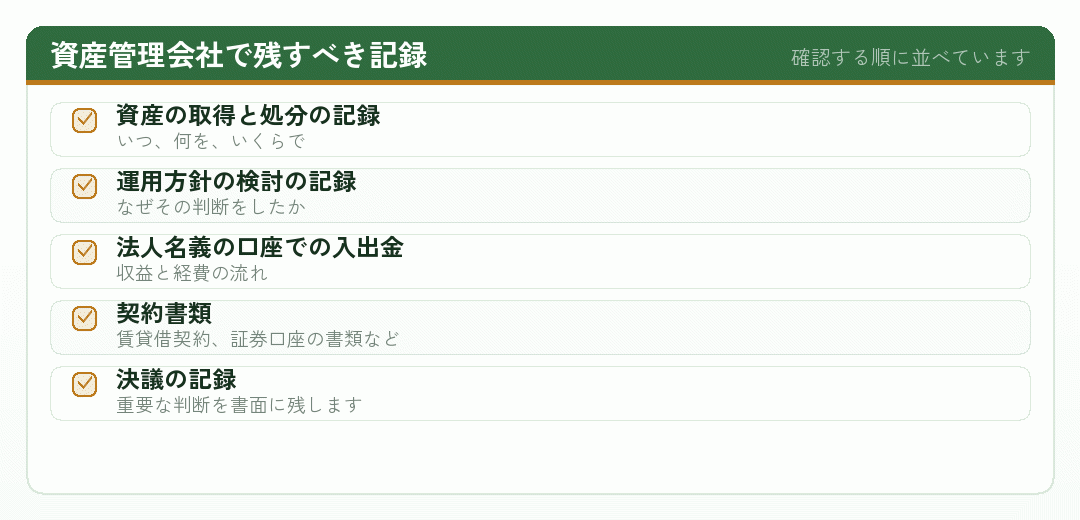 資産管理会社で残すべき記録のチェックリスト