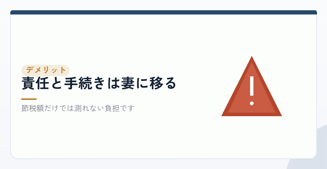 妻を社長にするデメリットを先に並べるを表したイラスト
